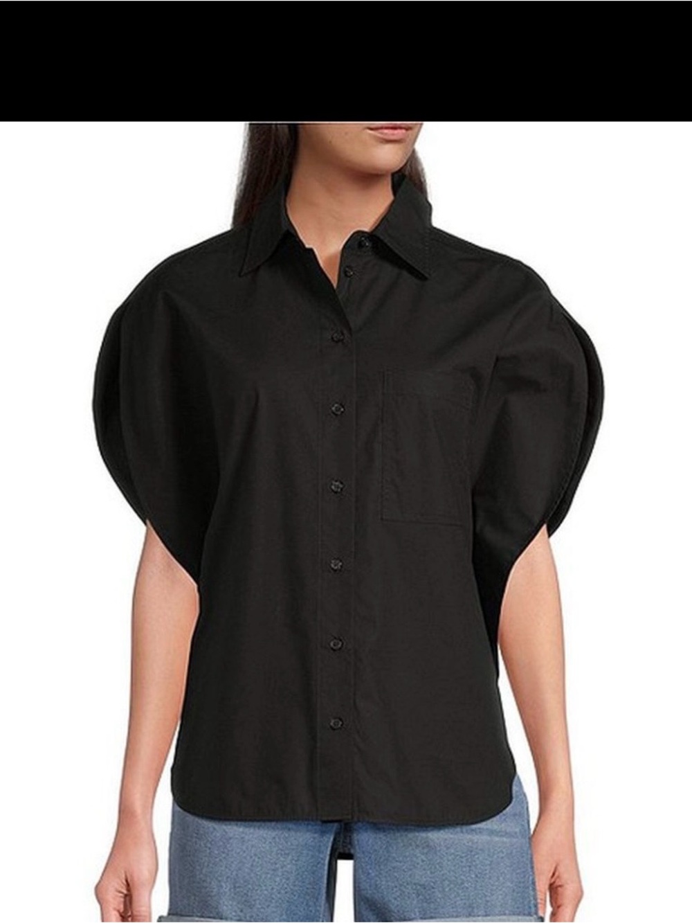 Gibson & Latimer Black 100% Cotton Wide Sleeve Button Down Shirt